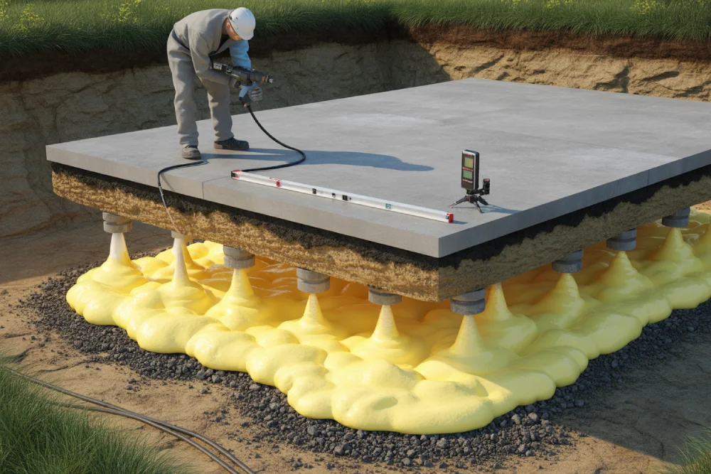 How Polyurethane Foam Expands to Lift Heavy Concrete Slabs